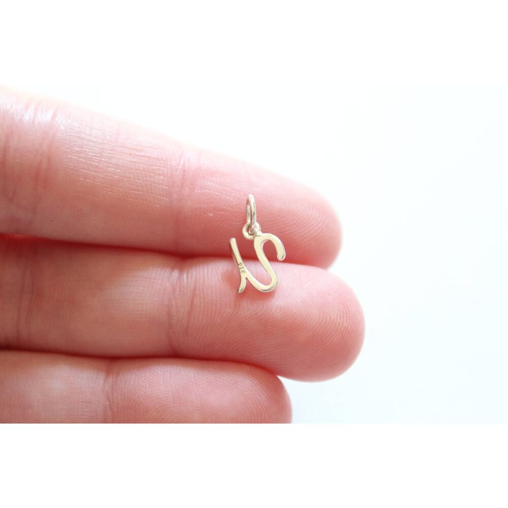 Sterling Silver Cursive U Initial Charm - image 2